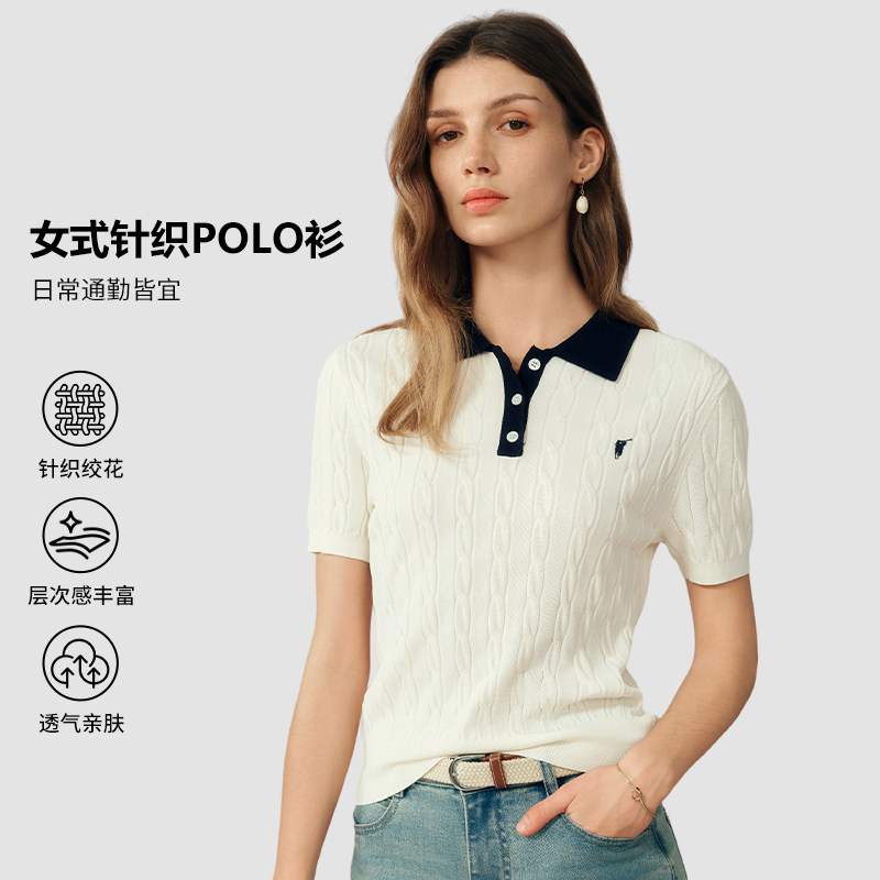 POLOWALK夏季撞色减龄针织衫女图片