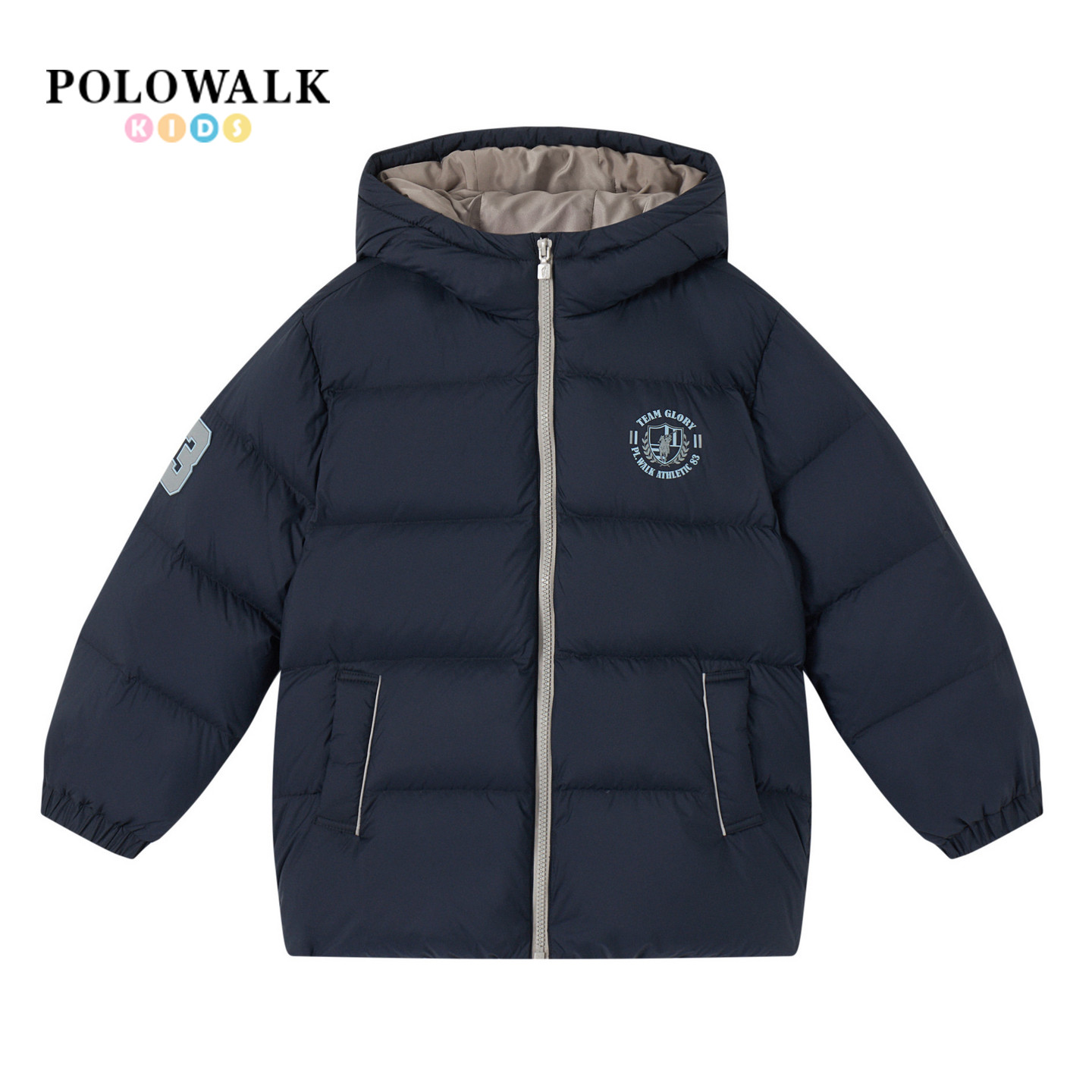 POLOWALK奥莱童装保罗冬新品男童短款立领羽绒服连帽保暖鸭绒外套