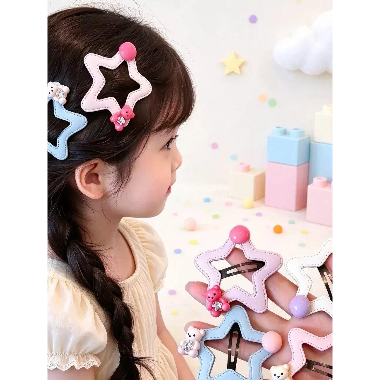女童多巴胺小熊五角星BB夹