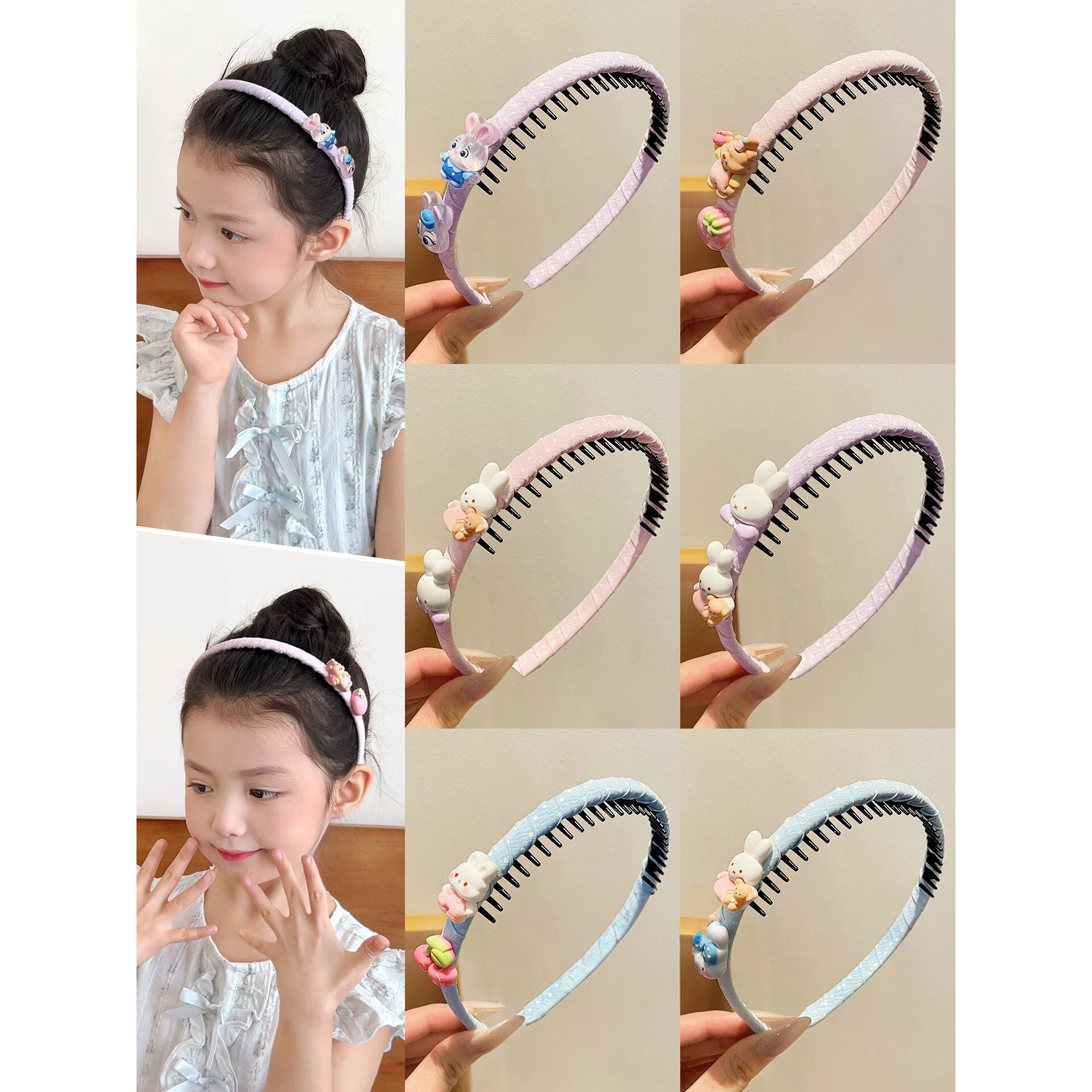 女童防滑带齿可爱兔子洗脸发箍