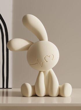 高颜值心跳兔子坐姿摆件轻