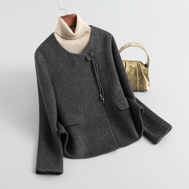 新品短款双面羊绒大衣女2024年秋冬新款小香风气质小个子毛呢外套