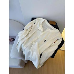 新品粉色针织开衫女早秋季2025新款外搭毛衣外套穿搭纽扣修身长袖