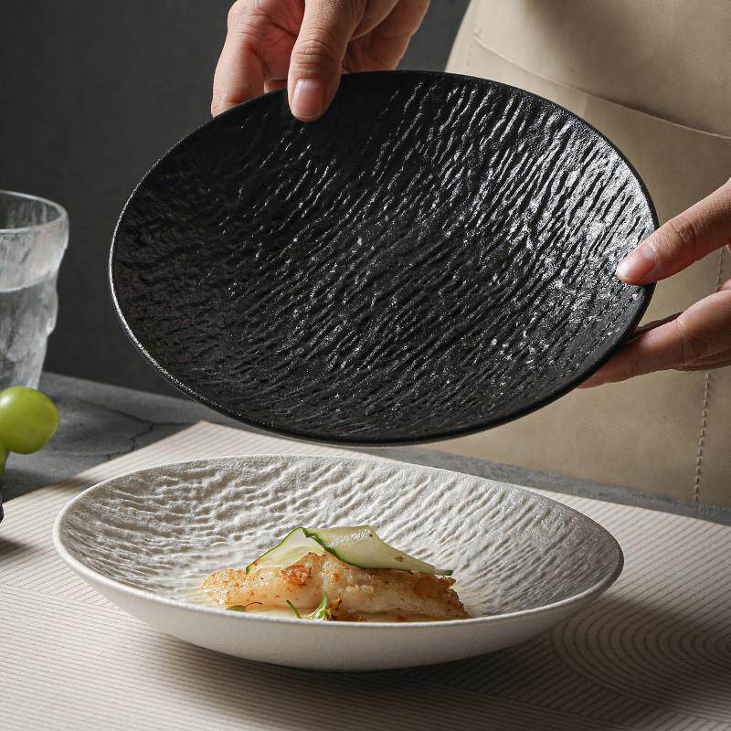 日式盘子菜盘家用陶瓷西餐餐盘高级感餐具餐厅牛排盘子沙拉盘深盘