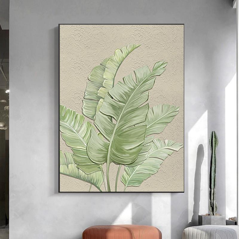 北欧风格小清新植物餐厅装饰画饭厅绿植挂画客厅树叶壁画治愈系图片