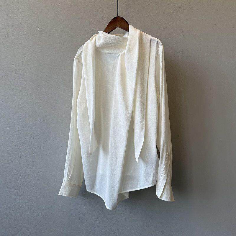 新品法式优雅飘带衬衫女高级感轻奢减龄洋气套头衬衣轻熟气质长袖