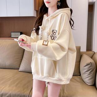 新品韩系连帽卫衣秋冬15初中学生13少女12岁大童休闲宽松上衣女慵