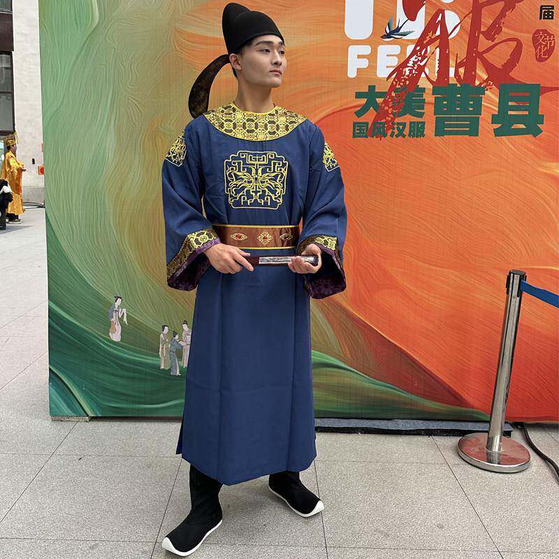 新品唐制圆领袍汉服男唐朝王爷大臣官服狄仁杰元芳李白戏服年会演