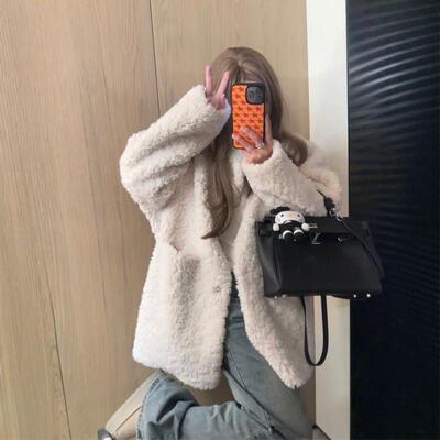 新品羊羔毛皮毛一体外套女