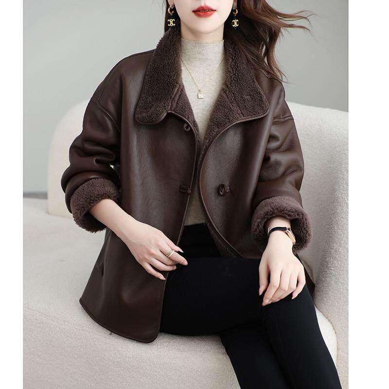 极速2025新款羊剪绒皮毛一体大衣冬短款外套女年轻款羊羔毛皮草外