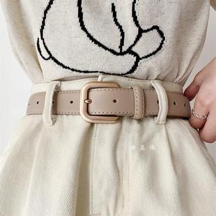 高级感复古皮带女真皮韩国2025新款时尚百搭牛仔裤腰带女款黑色宽