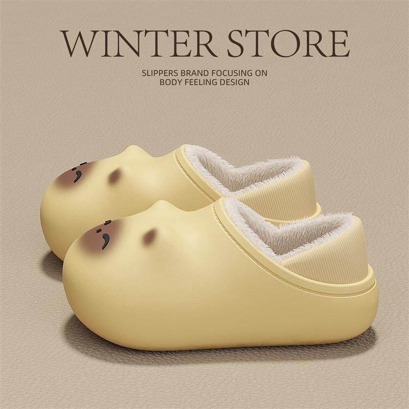 防水棉拖鞋女款冬季2025新款包跟高颜值室内家居厚底毛绒保暖棉鞋