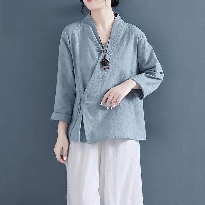 新品中国风斜襟盘扣棉麻衬衫春季新中式文艺复古禅意佛系茶服亚麻
