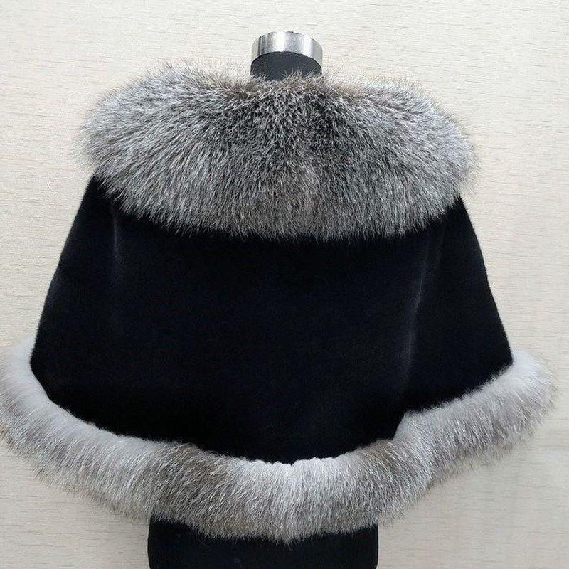 2025新款皮草披肩女仿水貂毛狐狸毛领礼服披风斗篷秋冬短款外套