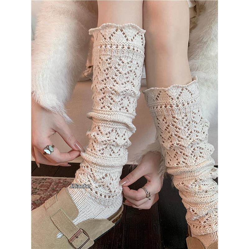 日系覆古堆堆袜子女春秋款保暖羊毛小腿袜韦雪同款针织毛线长筒袜