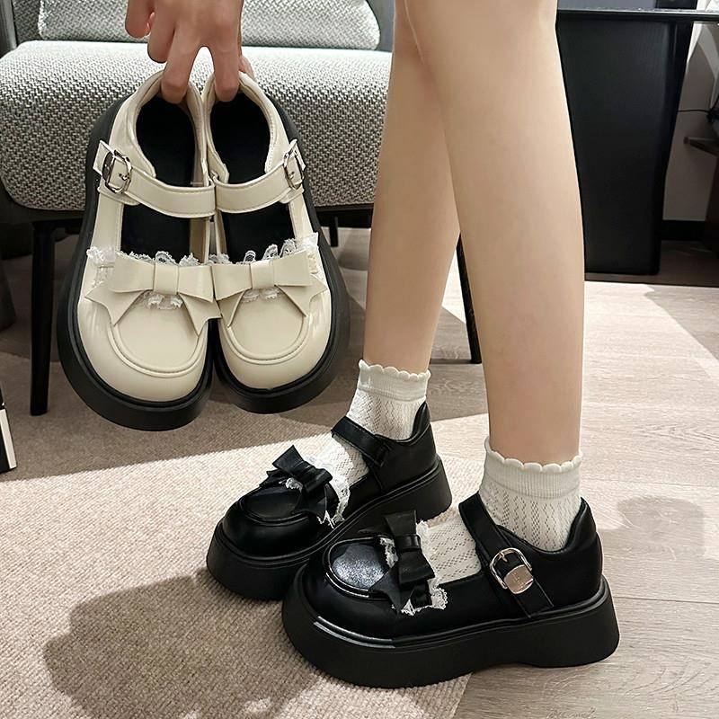 新品松糕厚底玛丽珍小皮鞋女2026春季新款英伦风圆头蝴蝶结日系jk