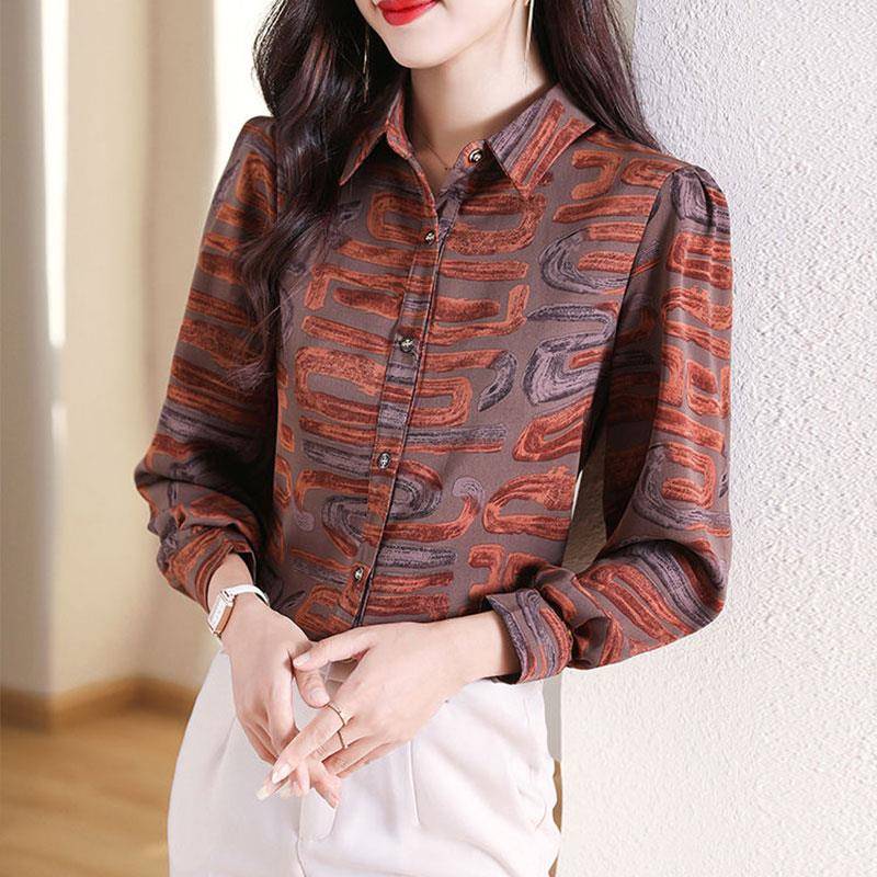 新品韩版洋气长袖衬衣女士2026早秋新款宽松显瘦百搭减龄妈妈装上