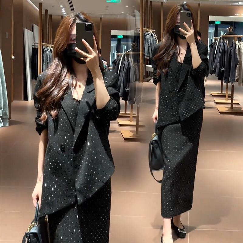 新品时尚套装裙女2026秋季新款小香风洋气显瘦西服外套半身裙两件