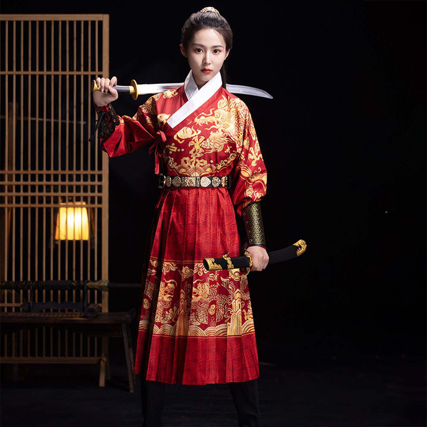 新品炎蔻明制飞鱼服锦衣卫绣春刀蟒袍女款侠客风明朝汉服贴里曳撒 - 实物图