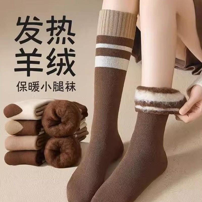 羊绒小腿袜子女款秋冬加绒