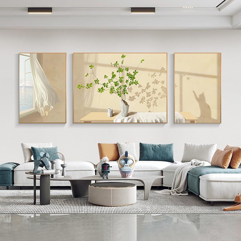 现货小清新玄关墙装饰画艺术植物花瓶挂画光影静物走廊客厅壁画图片