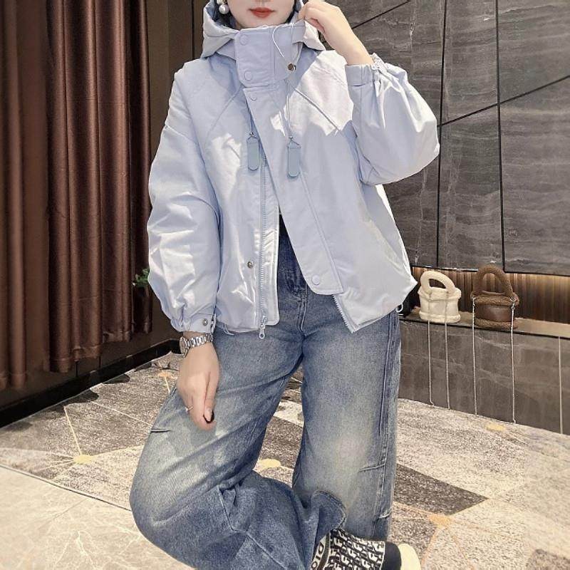 极速大码胖MM设计感连帽冲锋衣外套女秋季新款韩系休闲运动棒球服