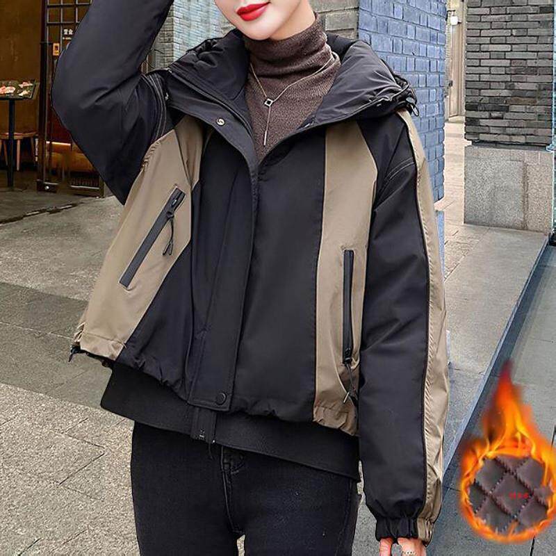 新品大码胖MM高级感拼接夹克外套女2025年秋冬新款爆款宽松夹棉冲