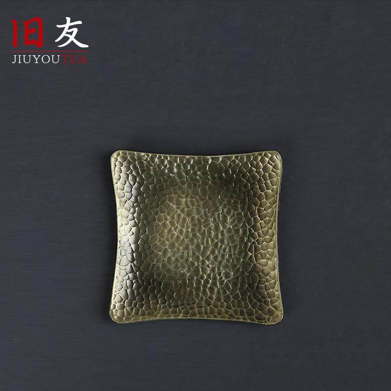 旧友 纯铜杯垫隔热壶托日式茶道茶具配件复古纯铜色茶碟圆形茶托