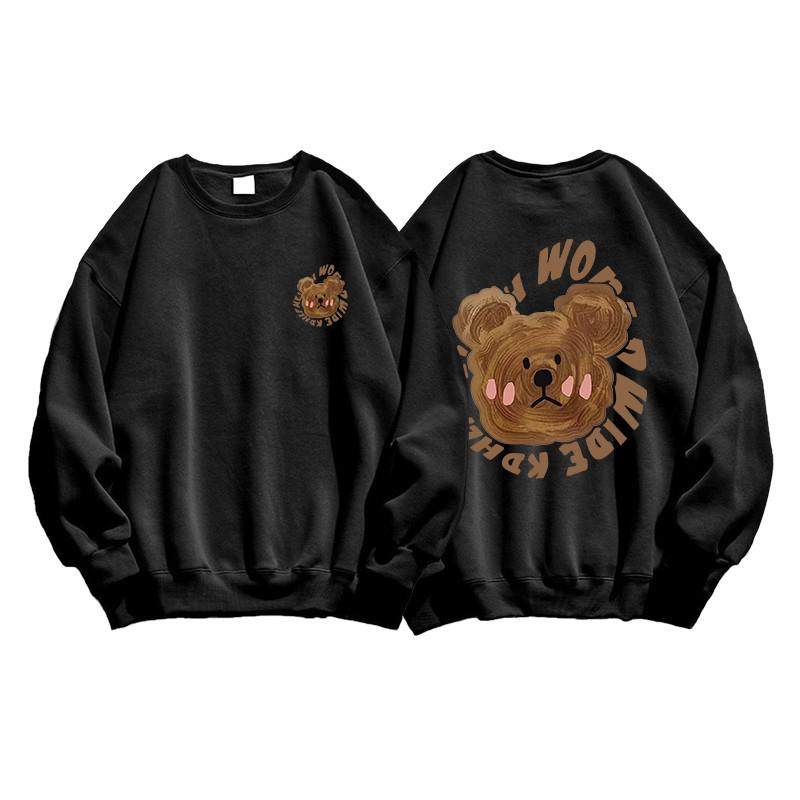 新品圆领无帽卫衣女秋冬加绒美式小个子宽松慵懒风oversize长袖上