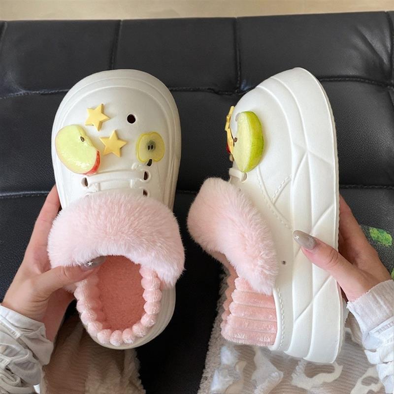 外穿一脚蹬包头棉拖鞋女士