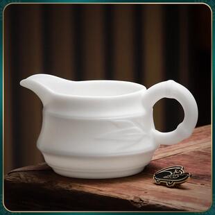 猪油白竹节公道杯白瓷侧把茶海级高端分茶器茶道零配泡茶功夫茶具