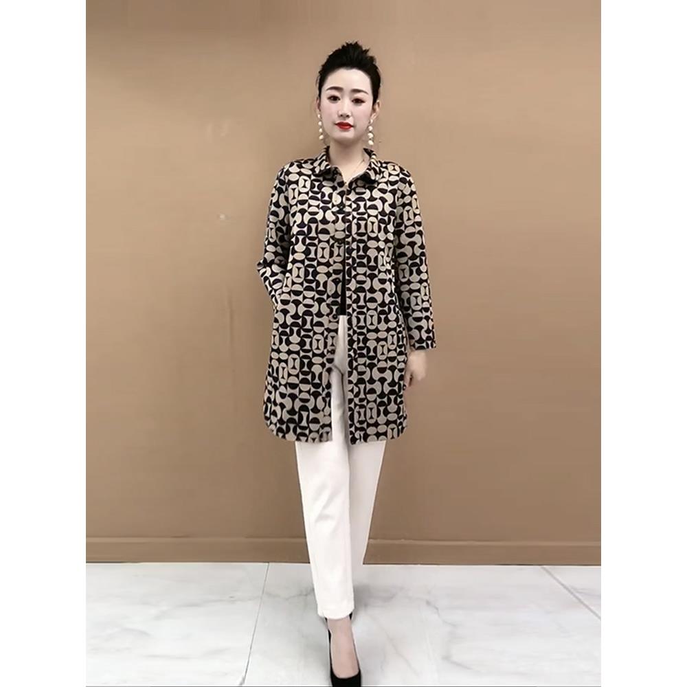 新品气质妈妈薄风衣春秋新款弹性大码显瘦中长款小个子女长袖显瘦