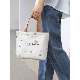 女式手提袋帆布包女小号帆布袋出门方便携带上班小拎包时尚盒饭袋