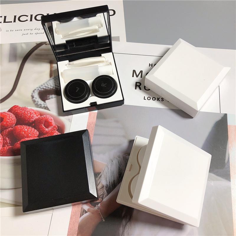 现货有质感 ins冷淡风隐形眼镜盒纯色简约便携美瞳收纳盒护理盒伴