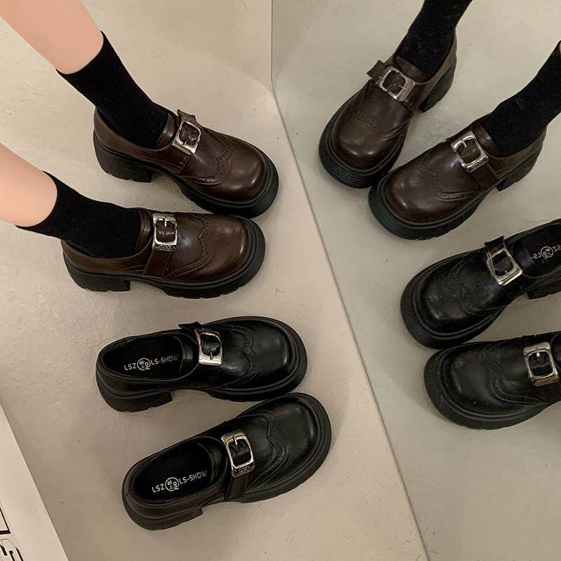 新品厚底复古布洛克小皮鞋女2026新款春季鞋子百搭爆款单鞋休闲乐