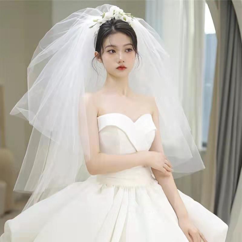 现货新娘结婚主婚纱头纱领