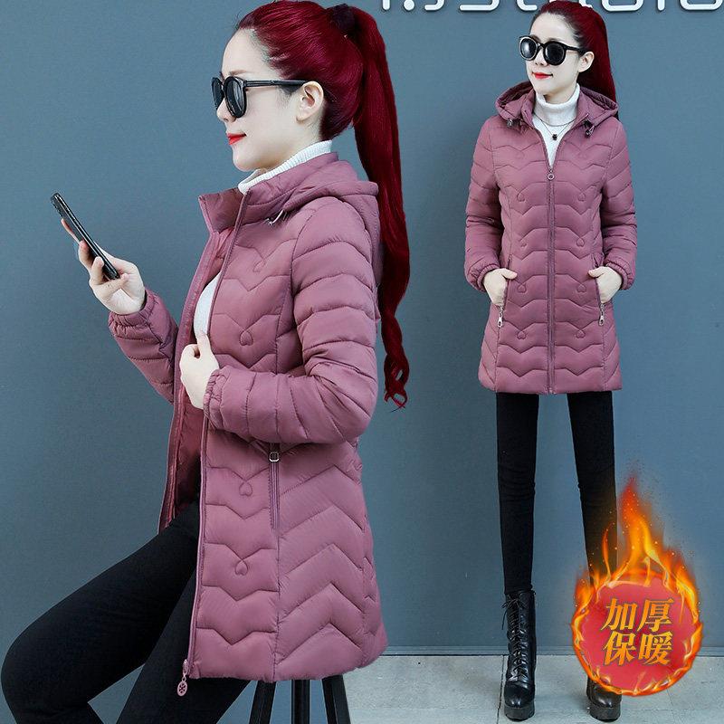 新品冬季新款中老年妈妈棉衣女中长款大码修身时尚棉服轻薄款棉袄