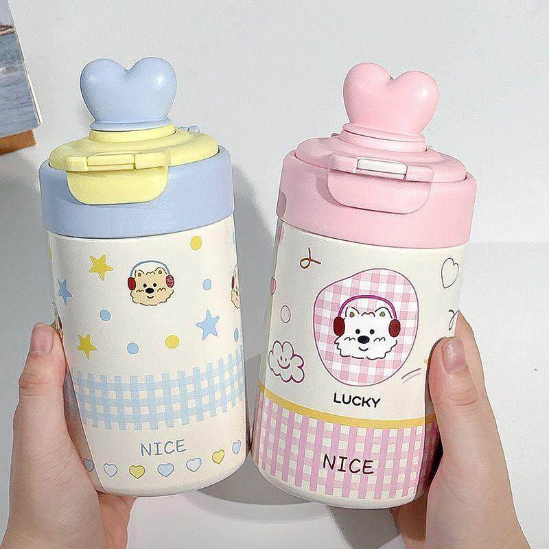 双饮保温杯女生吸管水杯新款316不锈钢食品级高颜值ins风学生杯子