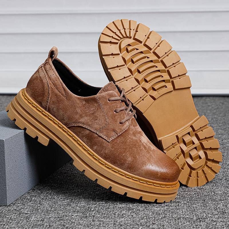 新品马丁靴男2026春秋新款英伦复古反绒皮鞋男低帮工装鞋子男翻毛