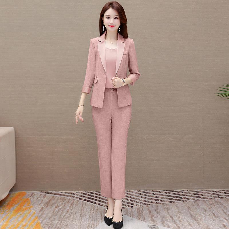 新品时尚西装职业套装女2026秋季新款妈妈装端庄大气显瘦阔腿裤两