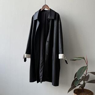 新品中长款PU皮衣外套女高级感小个子酷飒风大衣2025新款休闲英伦