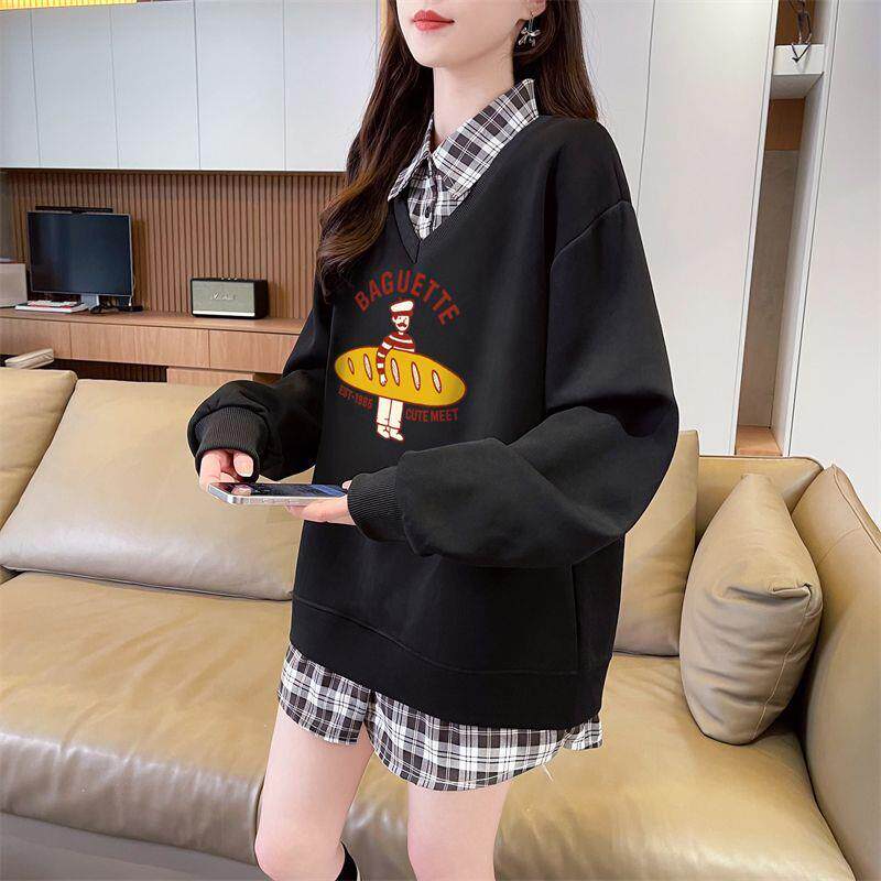 极速高中生春秋装卫衣少女大童宽松初中学生学院风假两件薄款上衣