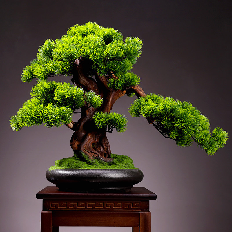 客厅仿真植物盆景室内迎客松绿植盆栽大型假N树桌面微景观装饰摆