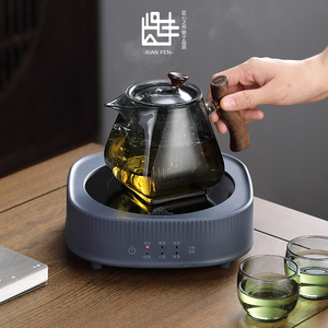 贤丰玻璃a煮茶壶电陶炉煮茶器木把泡茶壶花茶壶家用煮茶炉茶具套