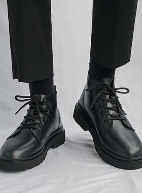 2021秋季马丁靴男英伦高帮男靴子中帮iJns皮鞋男工装韩版潮男短靴
