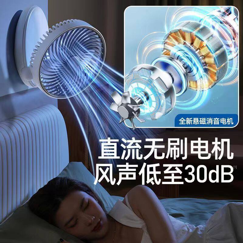 厨房风扇壁挂式挂墙可充电折x叠户外露营家用桌面电扇卫生间墙上