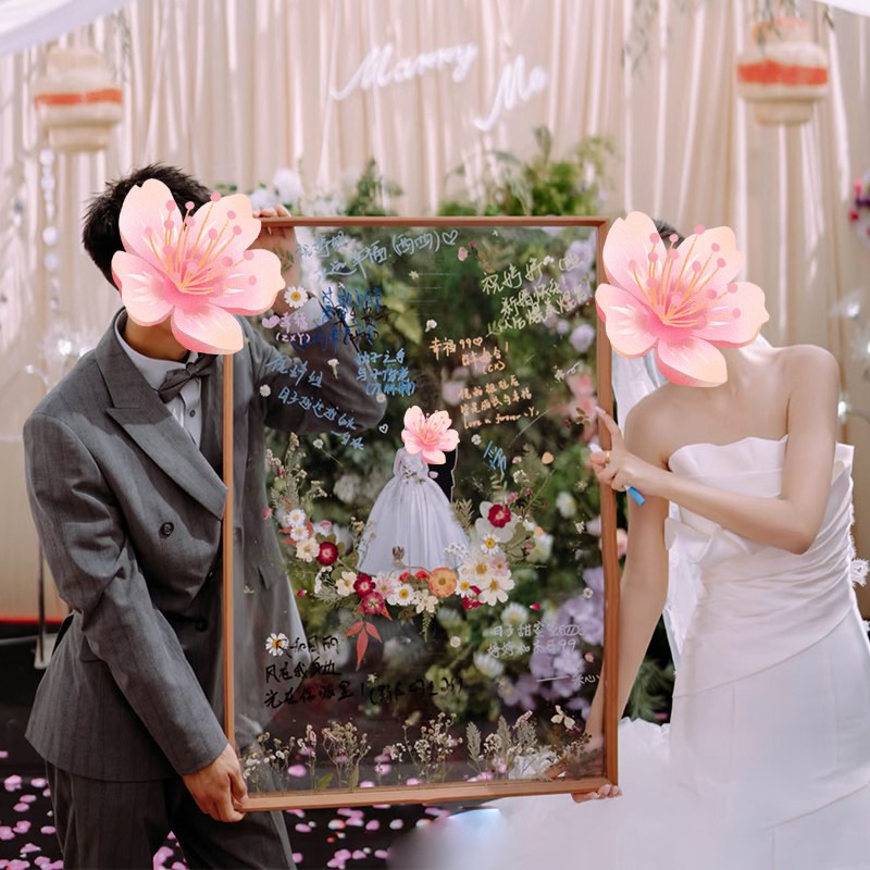 婚礼亚克力签到板k定制婚礼订婚签名留言相框设计结婚迎宾牌定做