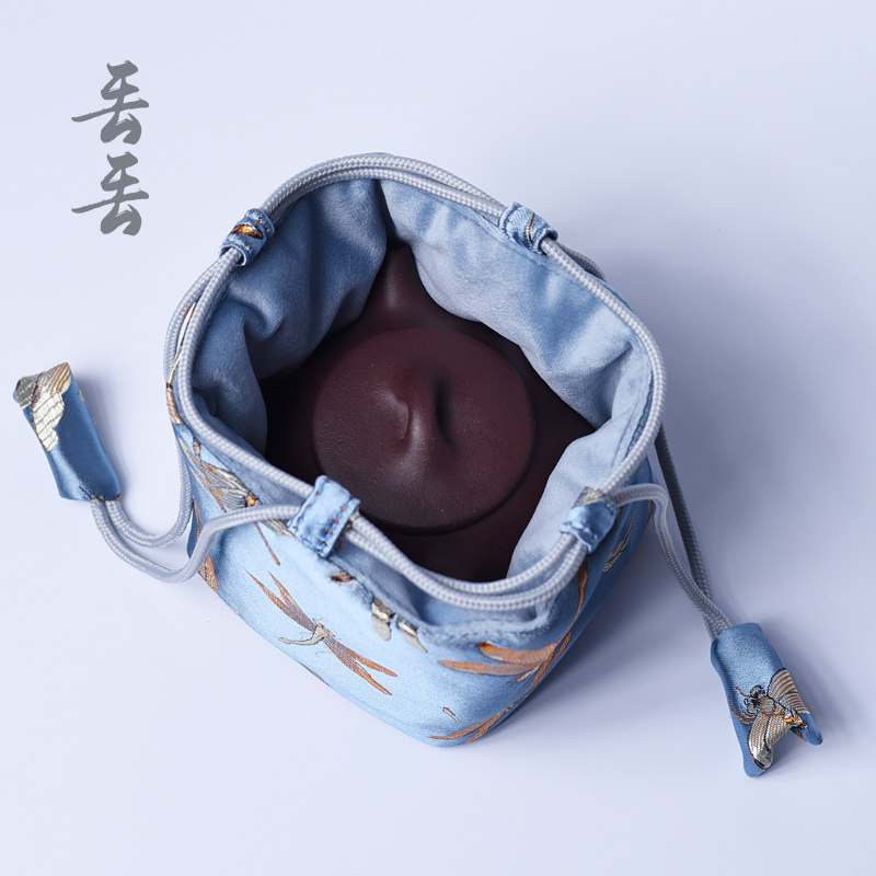 加厚丝绸束口抽绳k布袋茶壶公道杯茶杯便携包装Q袋子首饰手串收纳