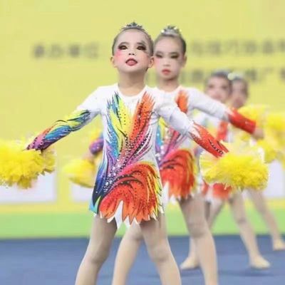 新款连衣裙啦啦操服装专业比赛服队服儿童表演服装运动会演出服饰