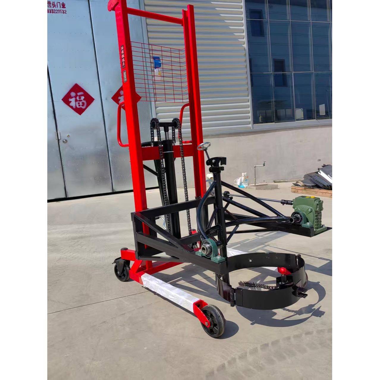 手动油桶翻转升高车/液压油桶搬运车圆桶铁塑两用油桶装卸升高车